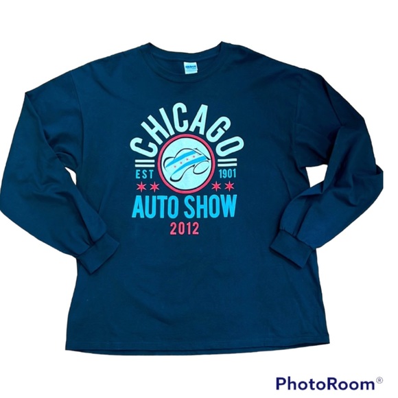 CHICAGO Auto Show 2012 dark navy XL Long sleeve tee shirt. Pre Owned - Picture 1 of 7
